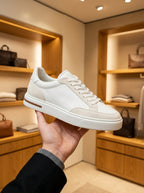 Loro Piana Cream & Grey Low-Top Trainers