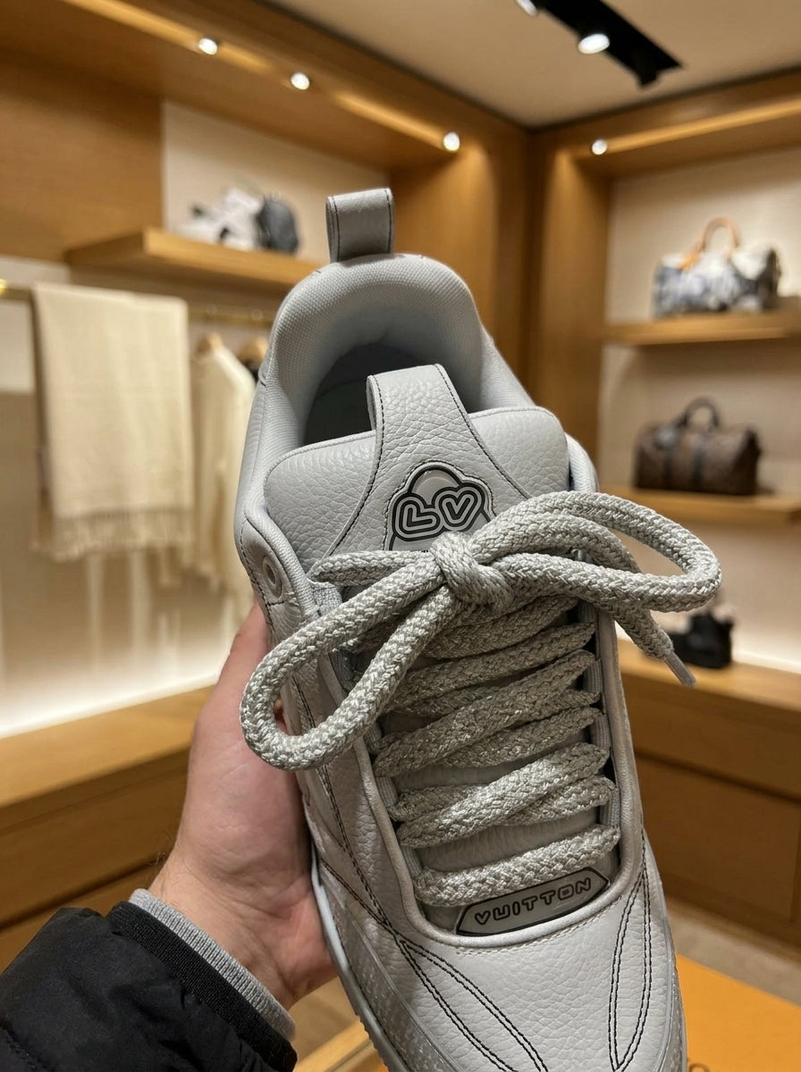 Louis Vuitton White & Grey Low-Top Trainers