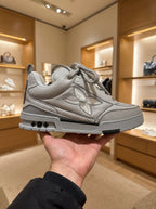 Louis Vuitton White & Grey Low-Top Trainers