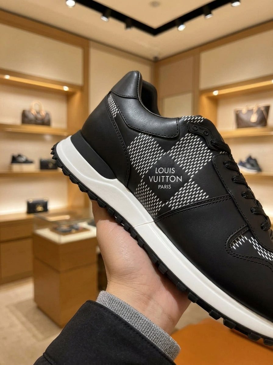 Louis Vuitton Run Away Black Damier Leather Trainers