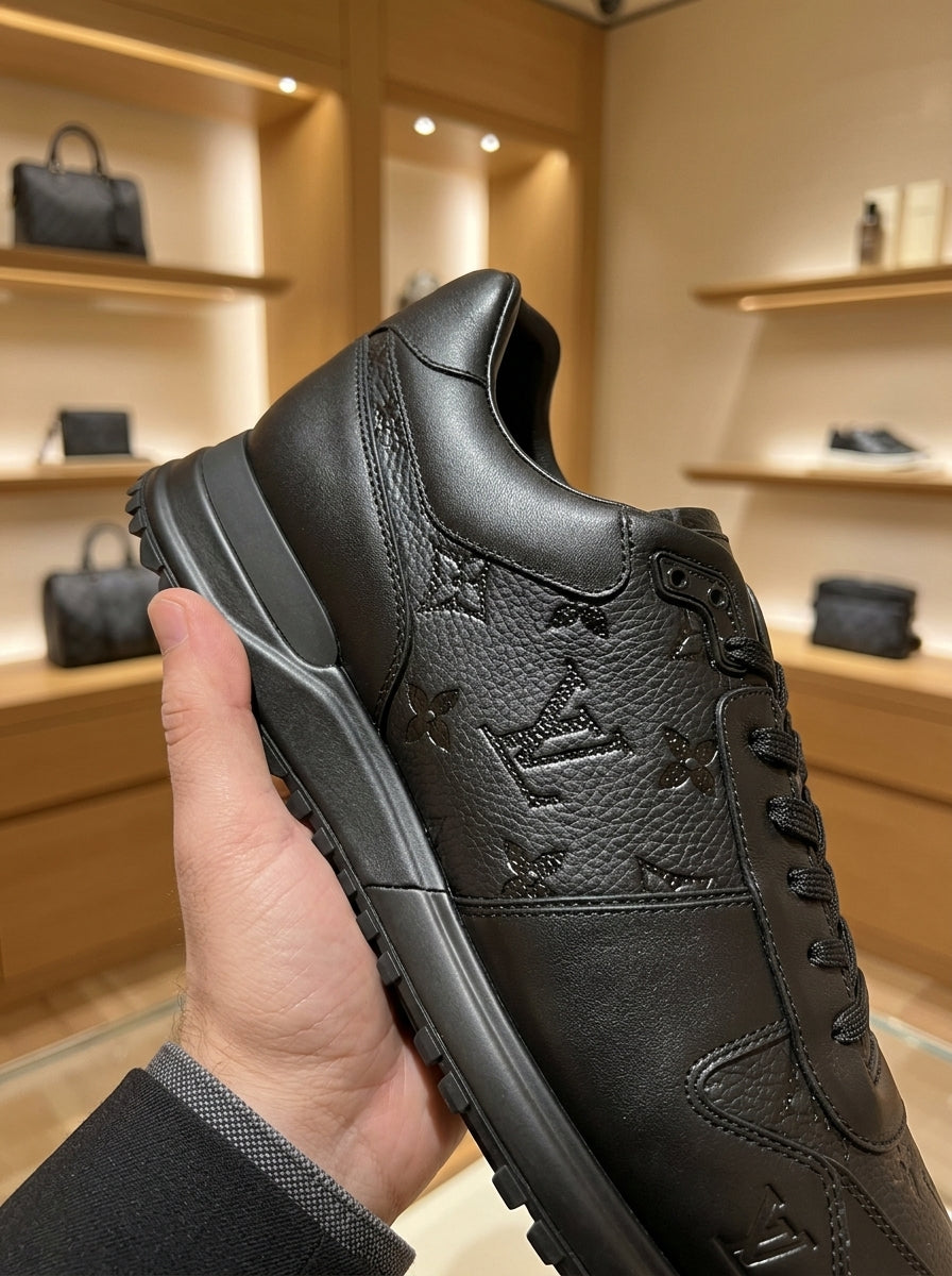 Louis Vuitton Run Away Black Monogram Leather Sneakers