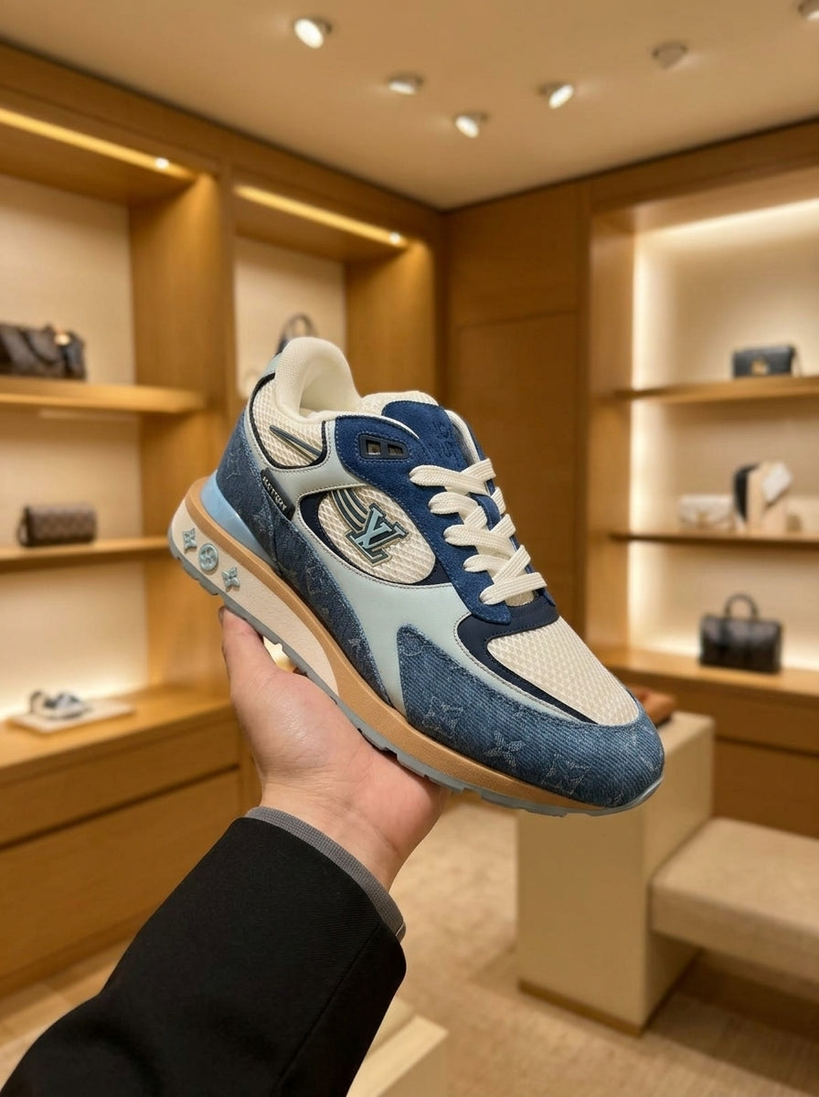 Louis Vuitton Run Away Blue Monogram Denim Trainers