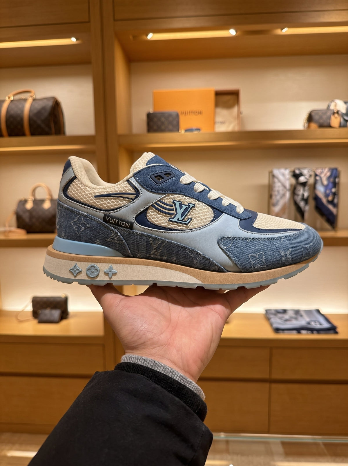Louis Vuitton Run Away Blue Monogram Denim Trainers