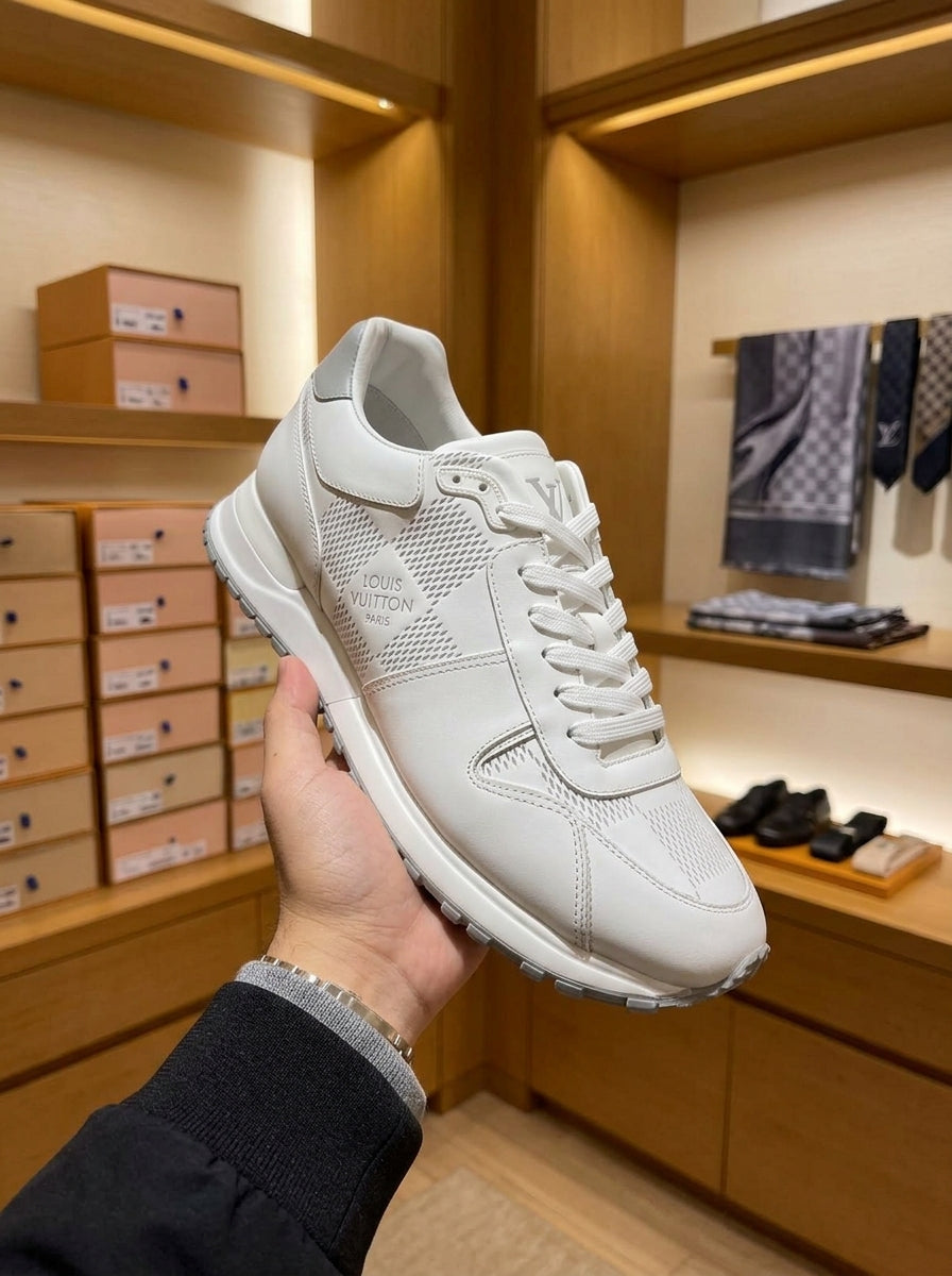 Louis Vuitton Run Away White Perforated Leather Trainers