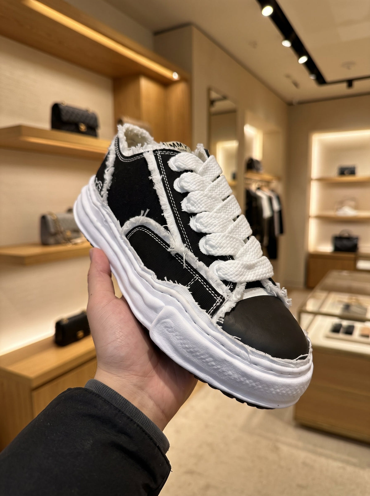 Maison Mihara Yasuhiro Peterson OG Sole Frayed Black Trainers