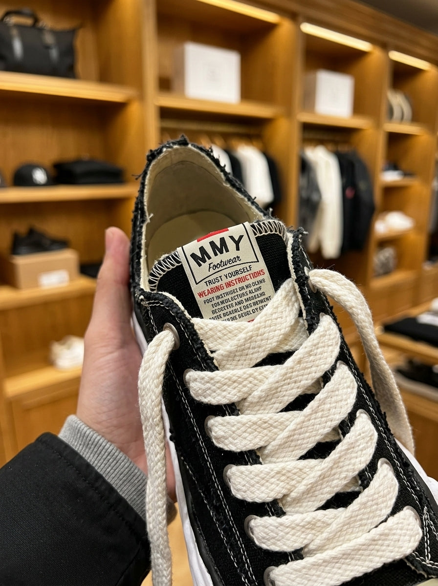 Maison Mihara Yasuhiro Peterson OG Sole Frayed Black Trainers