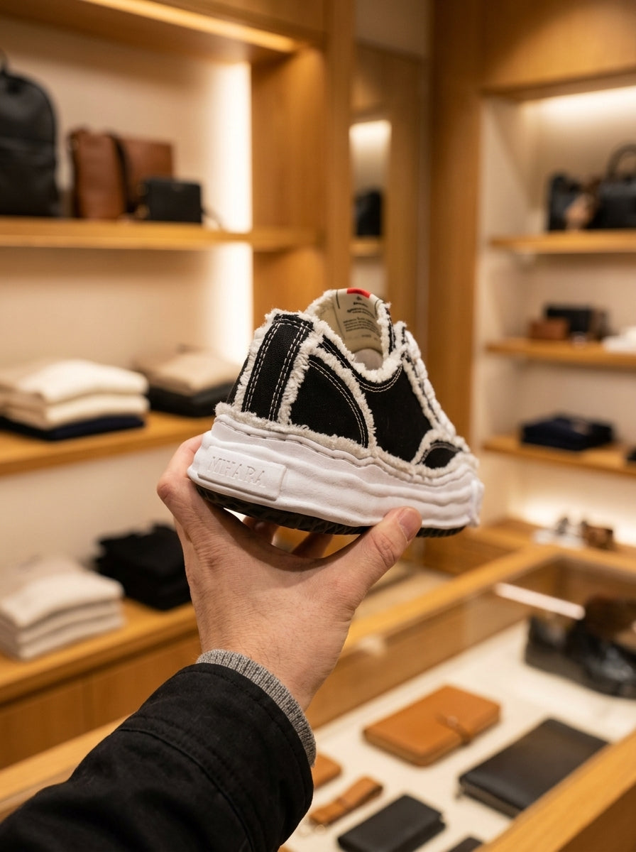 Maison Mihara Yasuhiro Peterson OG Sole Frayed Black Trainers