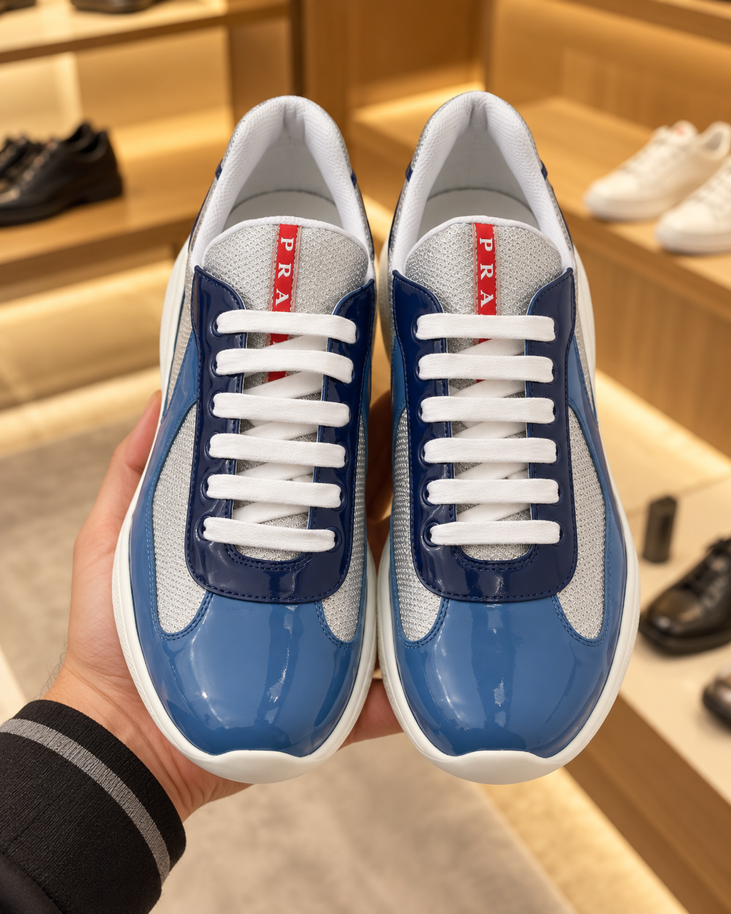 Prada America's Cup Blue & Silver Trainers
