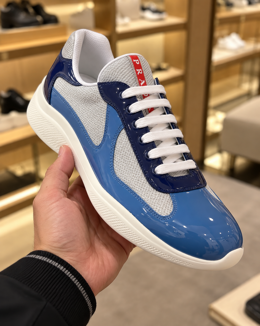 Prada America's Cup Blue & Silver Trainers