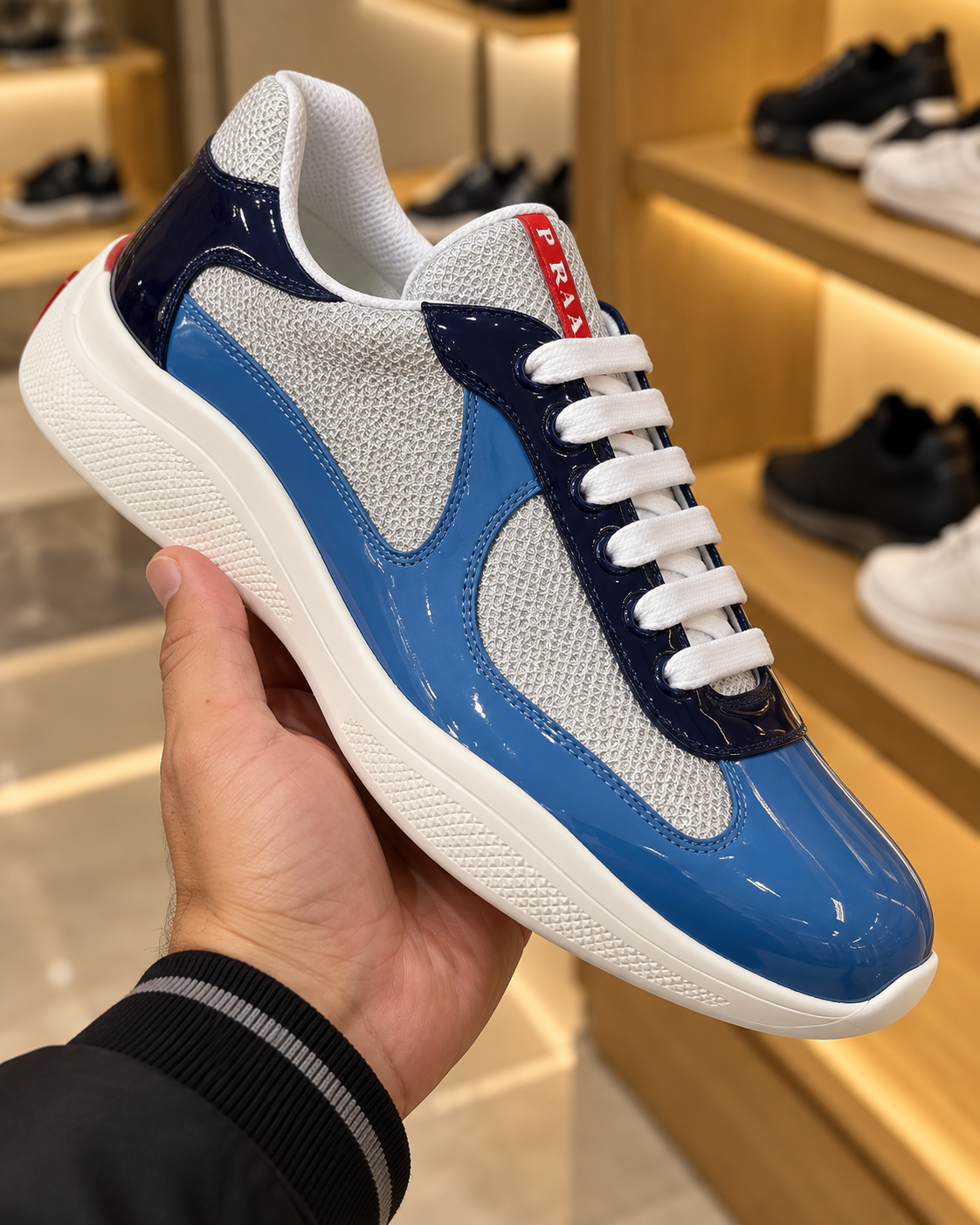 Prada America's Cup Blue & Silver Trainers