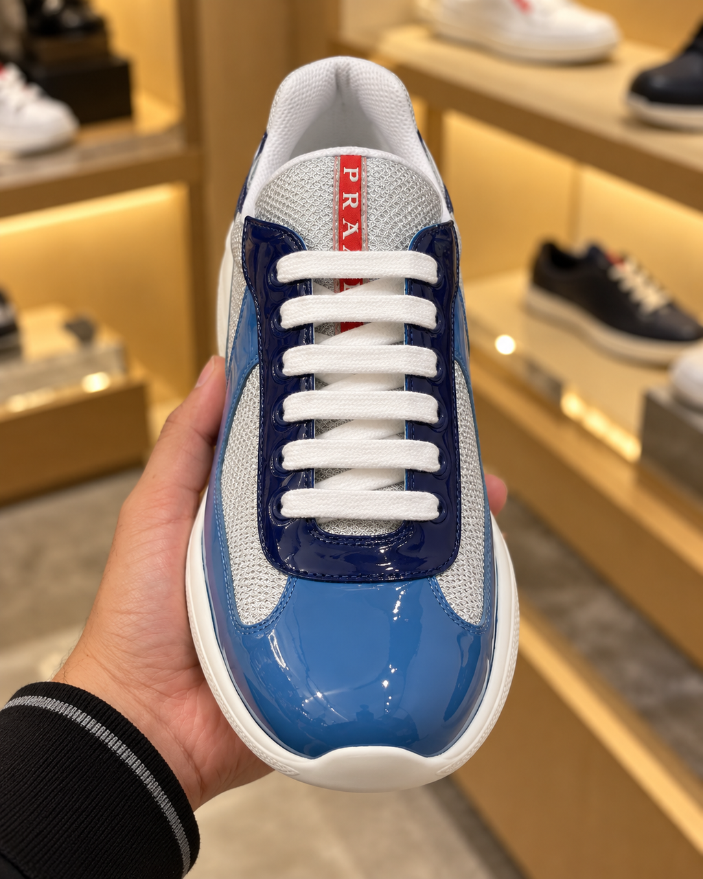 Prada America's Cup Blue & Silver Trainers