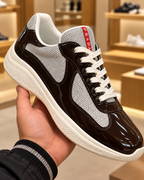 Prada America's Cup Brown & Silver Trainers