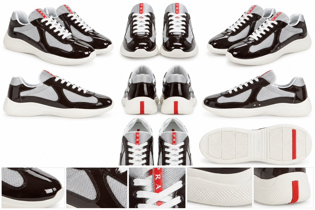 Prada America's Cup Brown & Silver Trainers