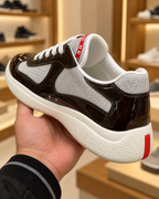 Prada America's Cup Brown & Silver Trainers