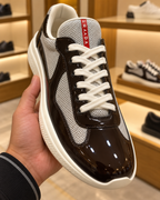 Prada America's Cup Brown & Silver Trainers