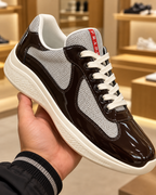 Prada America's Cup Brown & Silver Trainers