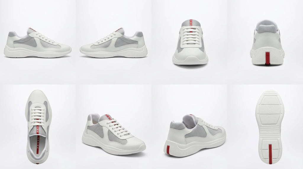 Prada America’s Cup White/Silver Patent Leather Trainers