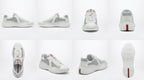 Prada America’s Cup White/Silver Patent Leather Trainers
