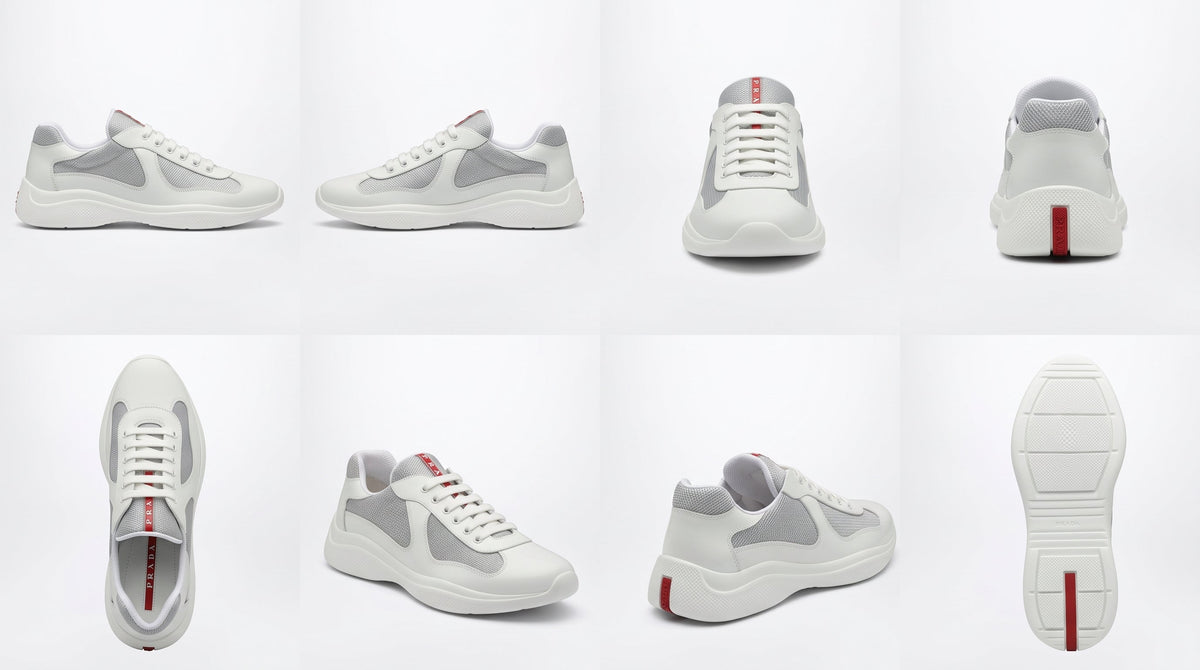 Prada America’s Cup White/Silver Patent Leather Trainers