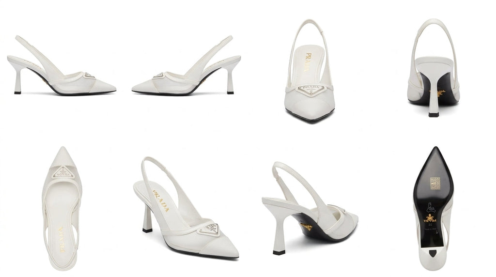 Prada White Mesh Slingback Pumps