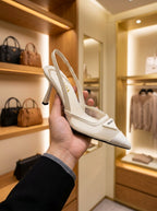 Prada White Mesh Slingback Pumps