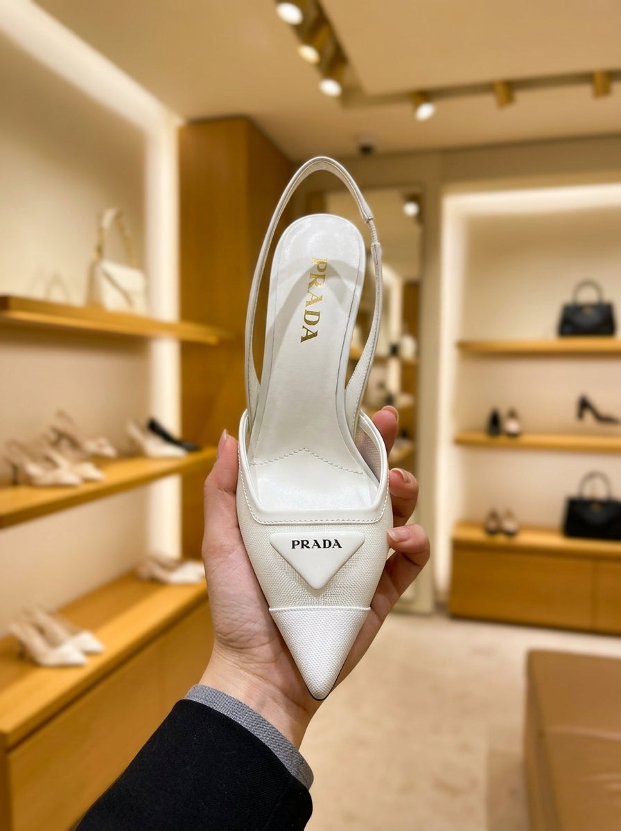 Prada Mesh Slingback Pumps in Travertine Stone