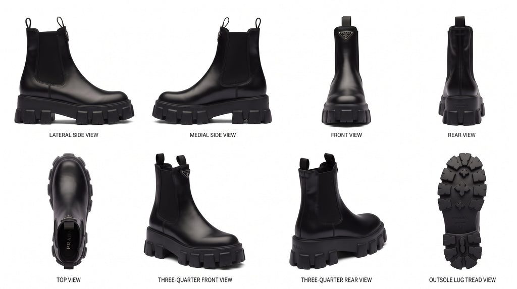 Prada Monolith Black Brushed Leather Chelsea Boots