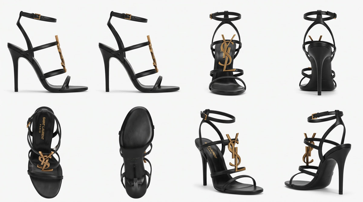 Saint Laurent Cassandra Black Patent Leather Sandals