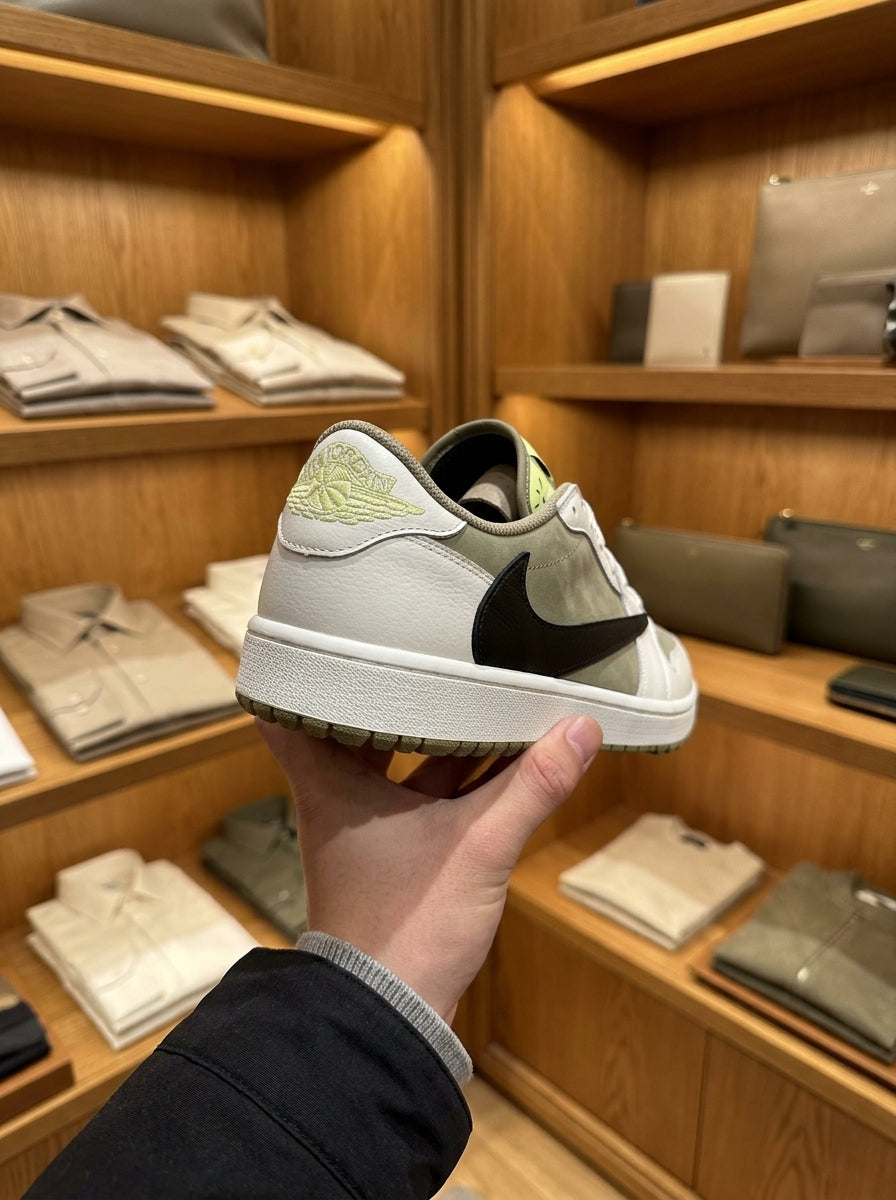 Nike x Travis Scott Air Jordan 1 Low Olive, Black & Cream Trainers
