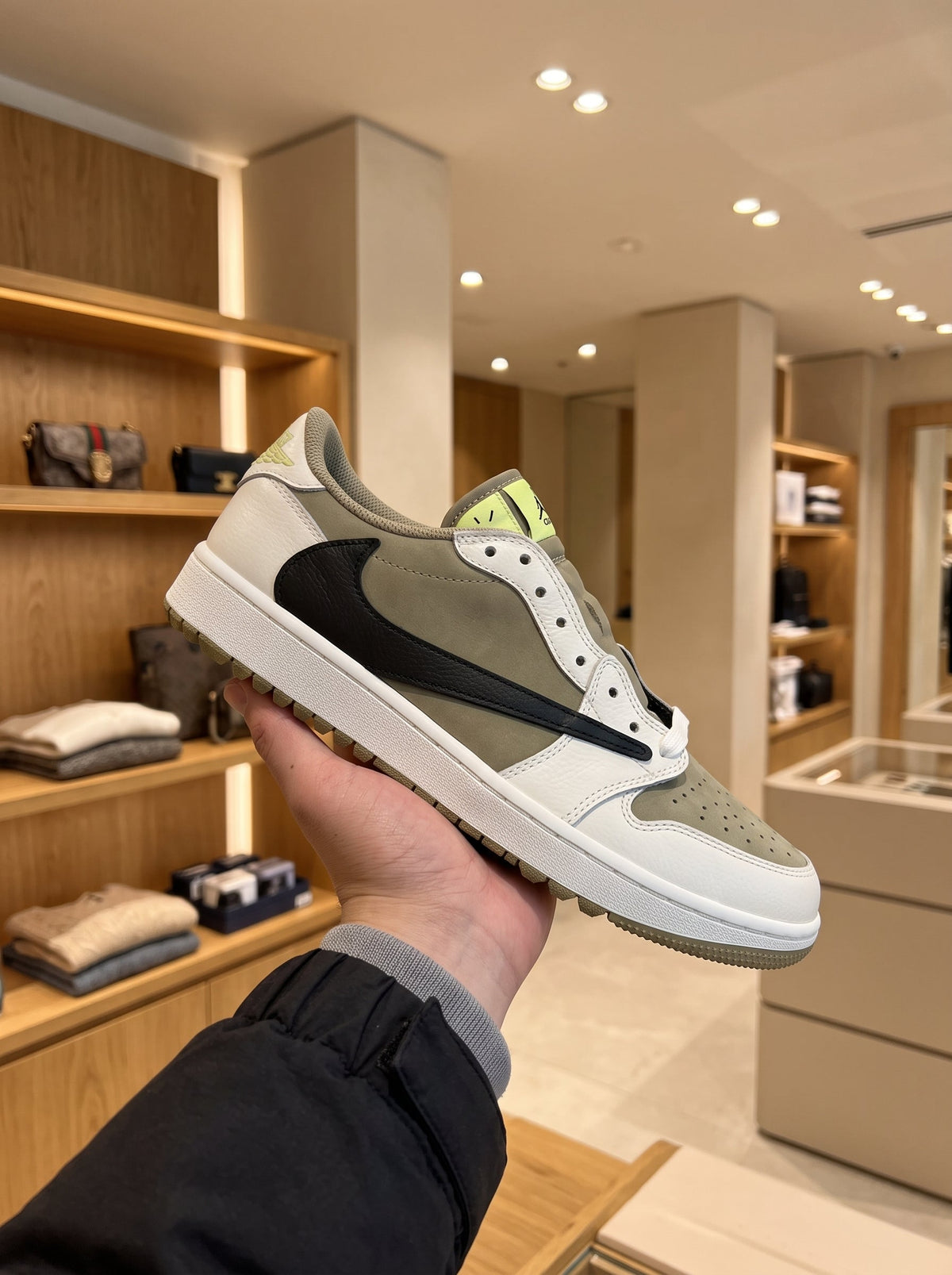 Nike x Travis Scott Air Jordan 1 Low Olive, Black & Cream Trainers