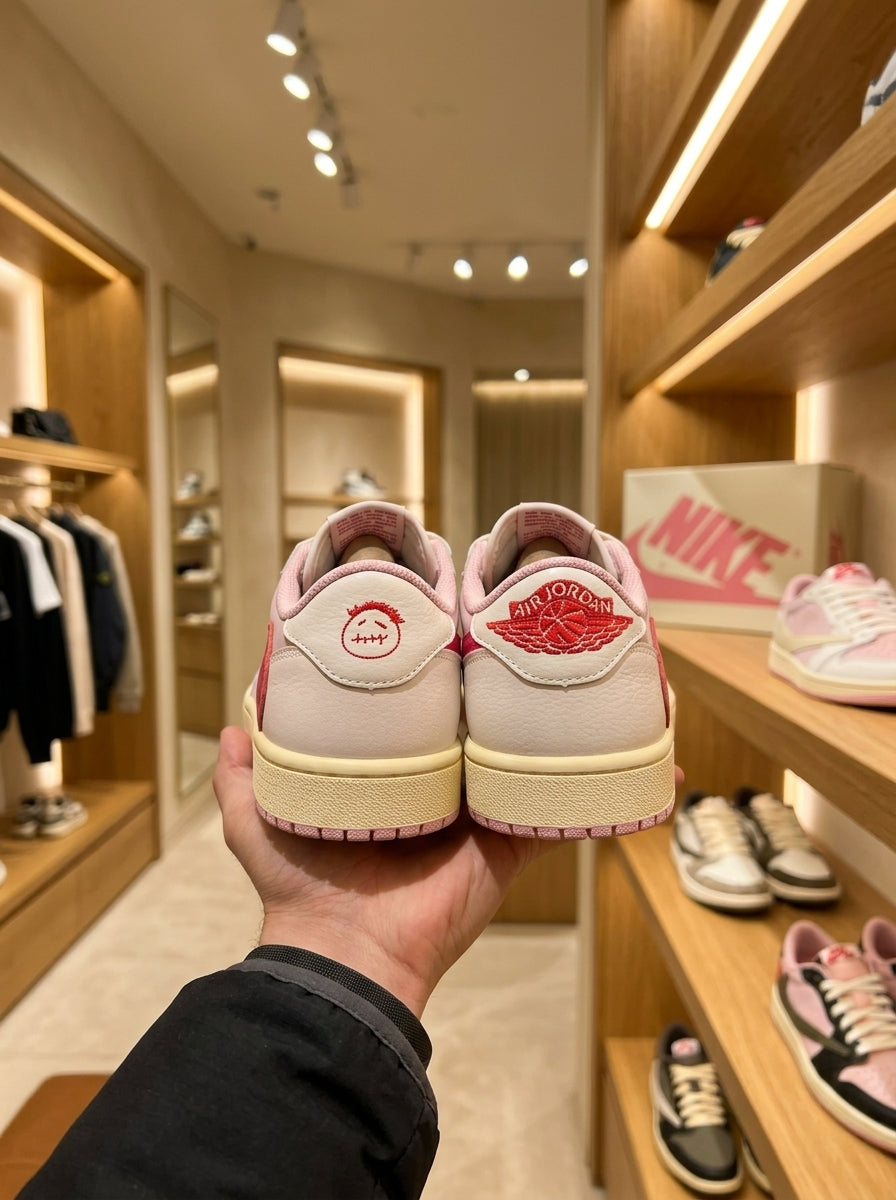 Nike x Travis Scott Air Jordan 1 Low Shy Pink & Tropical Pink Trainers