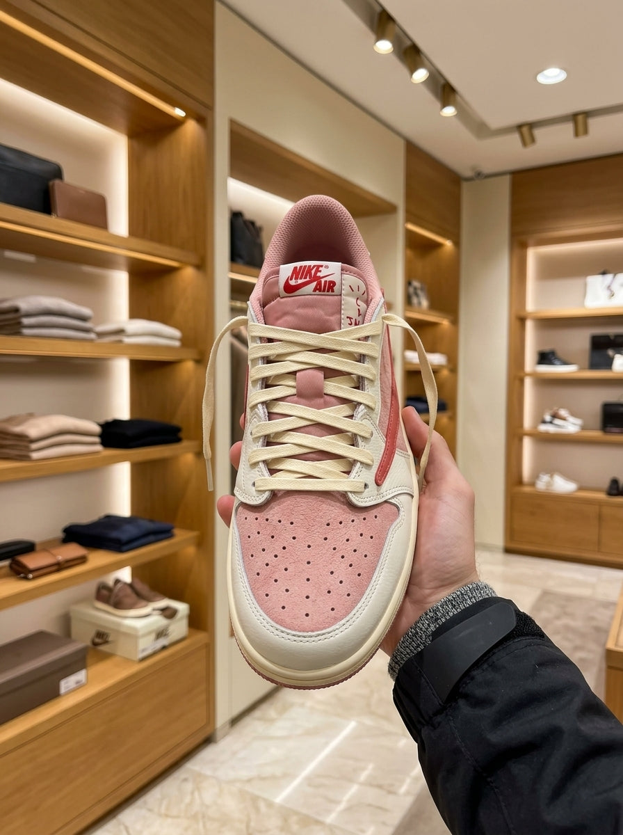 Nike x Travis Scott Air Jordan 1 Low Shy Pink & Tropical Pink Trainers