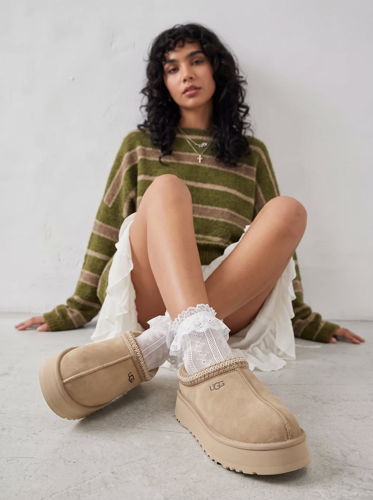 UGG Tazz Tan Platform Slippers