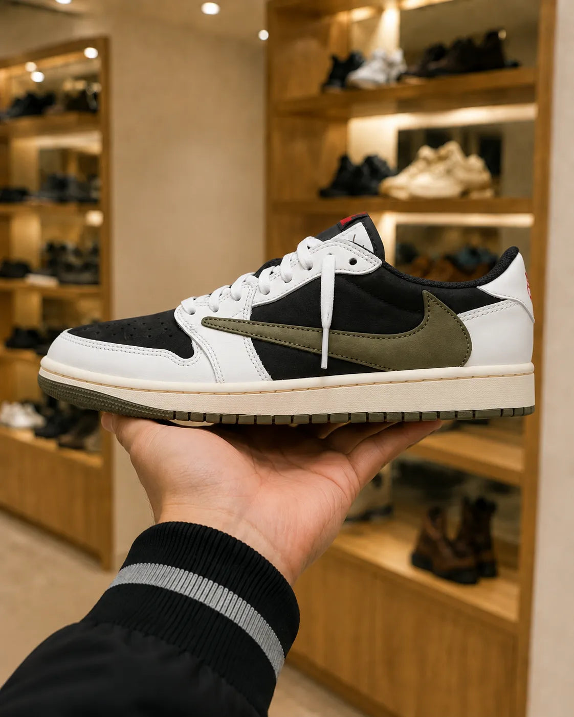 Women’s Travis Scott x Air Jordan 1 Low OG Medium Olive Trainers