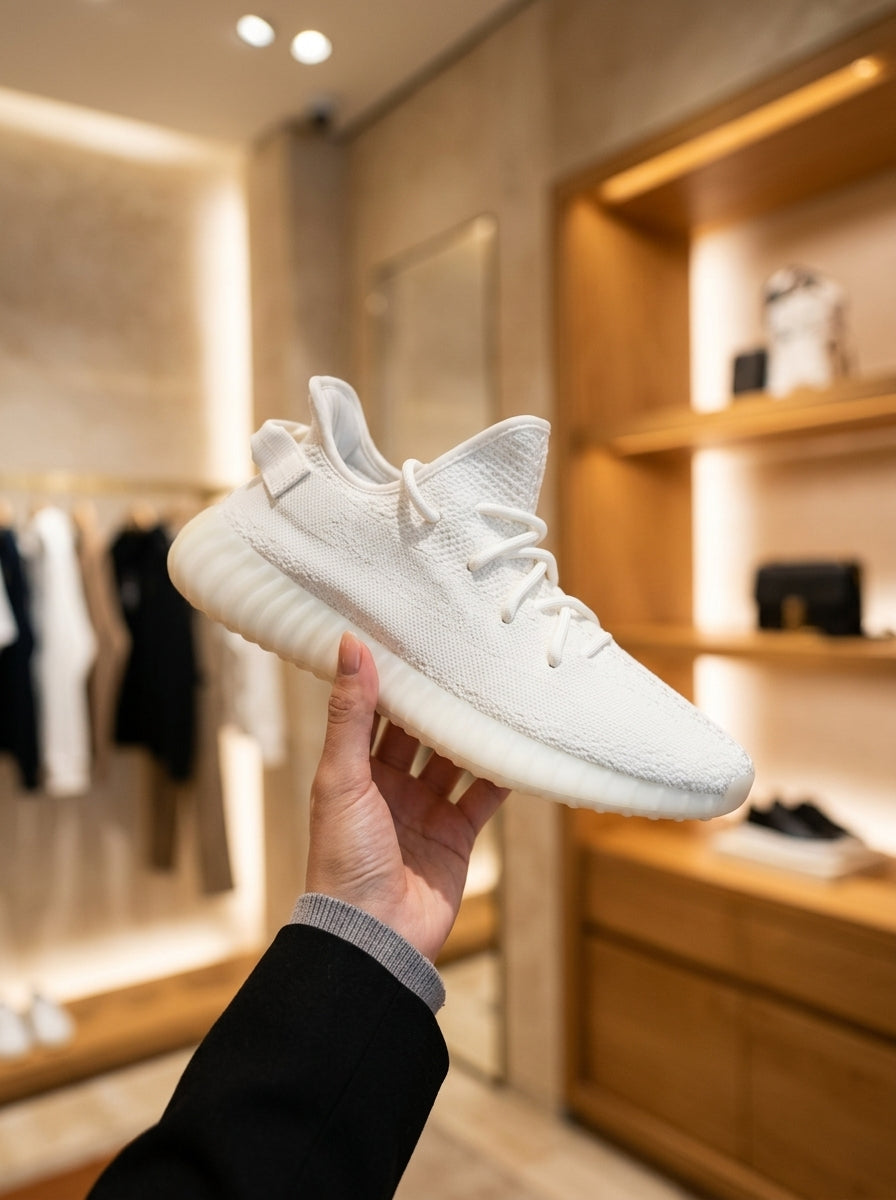 adidas YEEZY BOOST 350 V2 White Trainers – All-White Upper