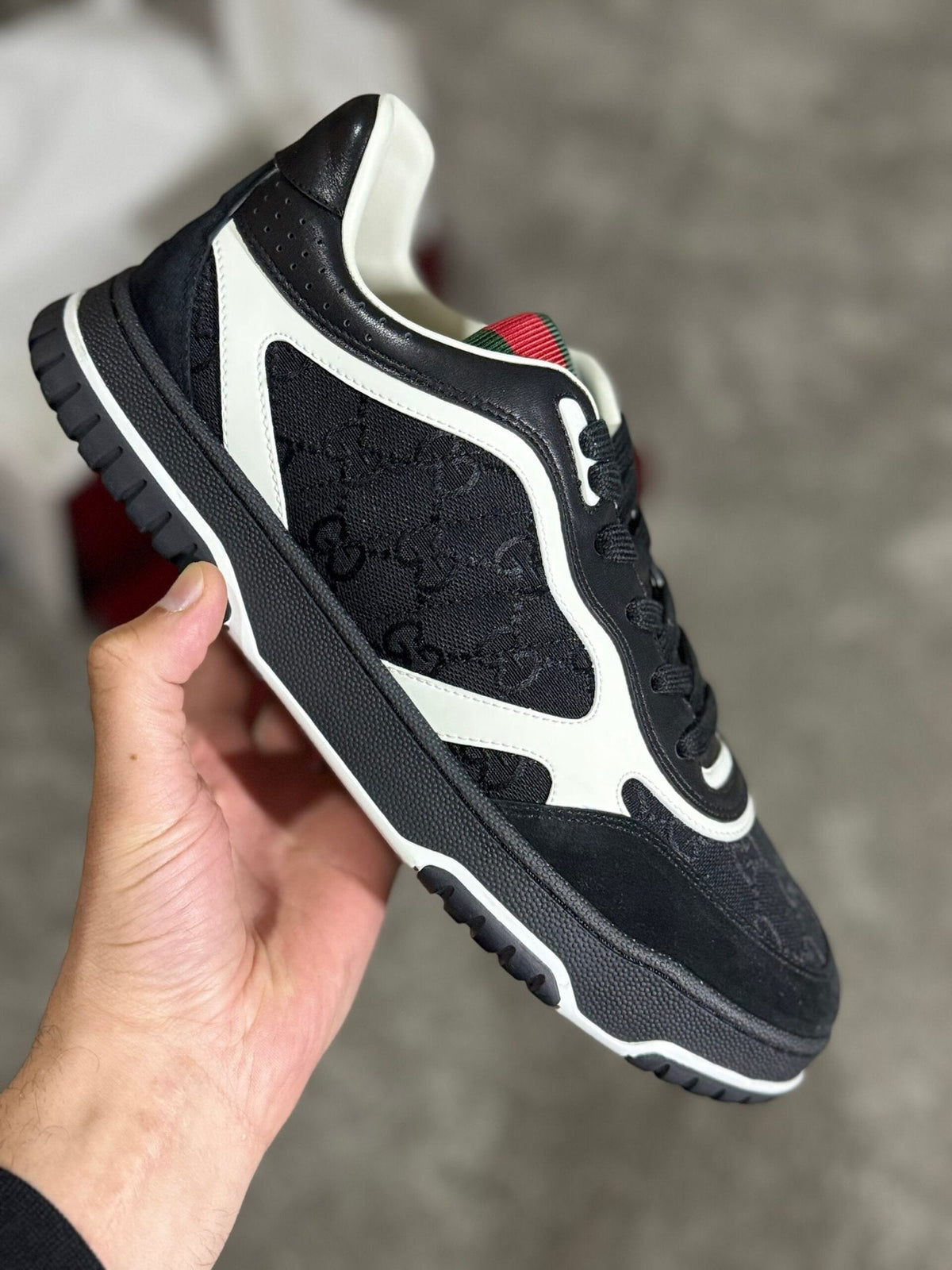 Gucci Re-Web Black GG Canvas Sneakers