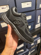 Chanel CC Logo Black Suede & Nylon Trainers