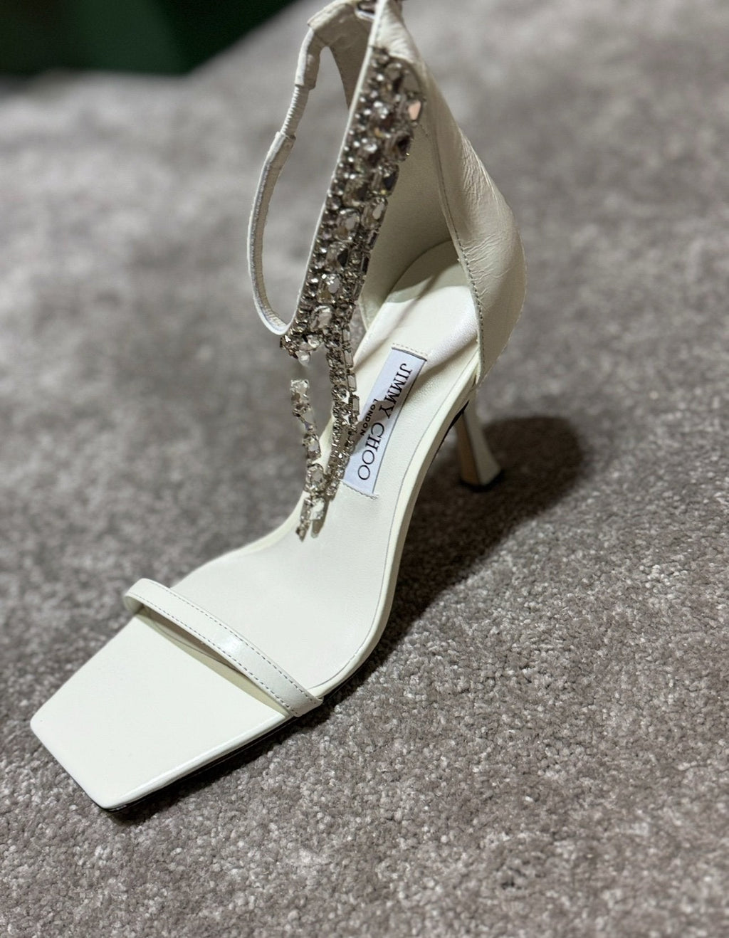 Jimmy Choo Verity 100 Latte Crystal-Embellished high-heeled Sandals