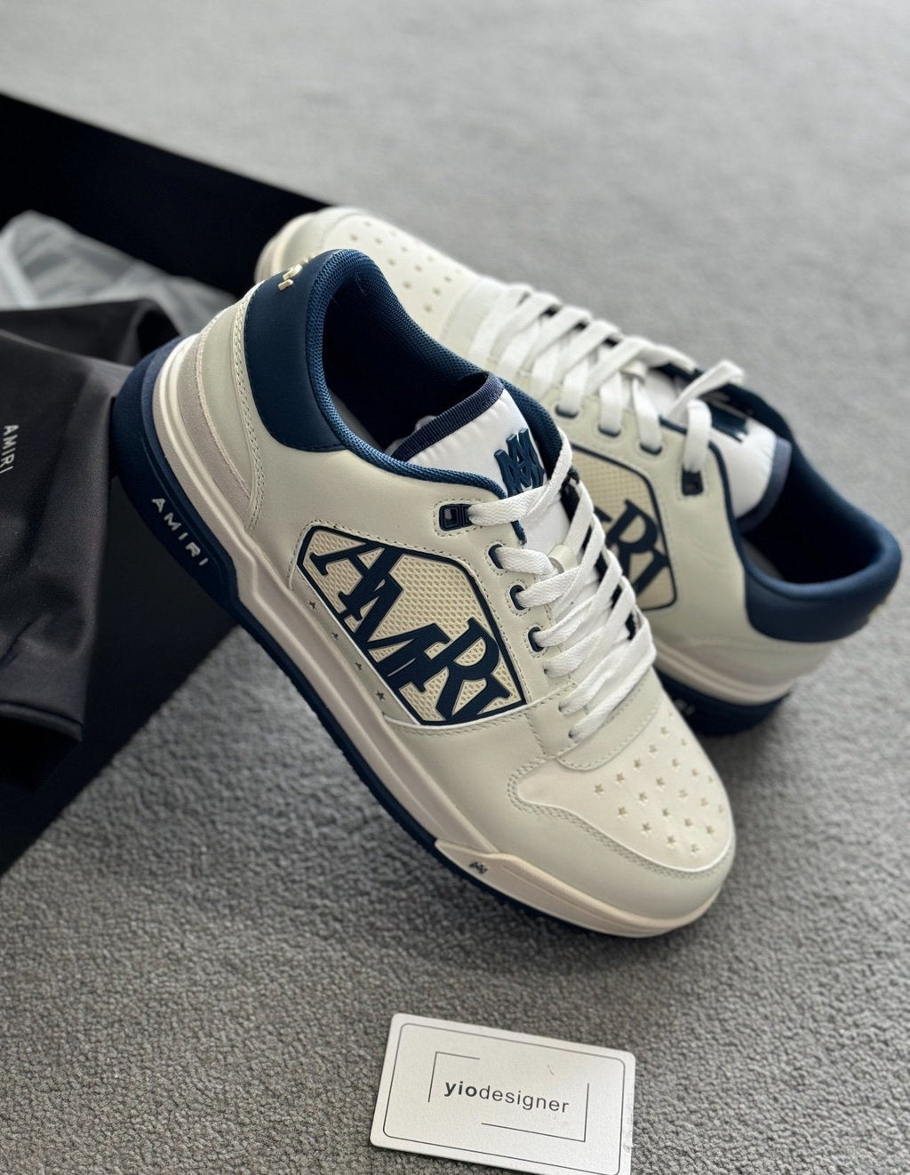 AMIRI Classic Low White & Navy Trainers