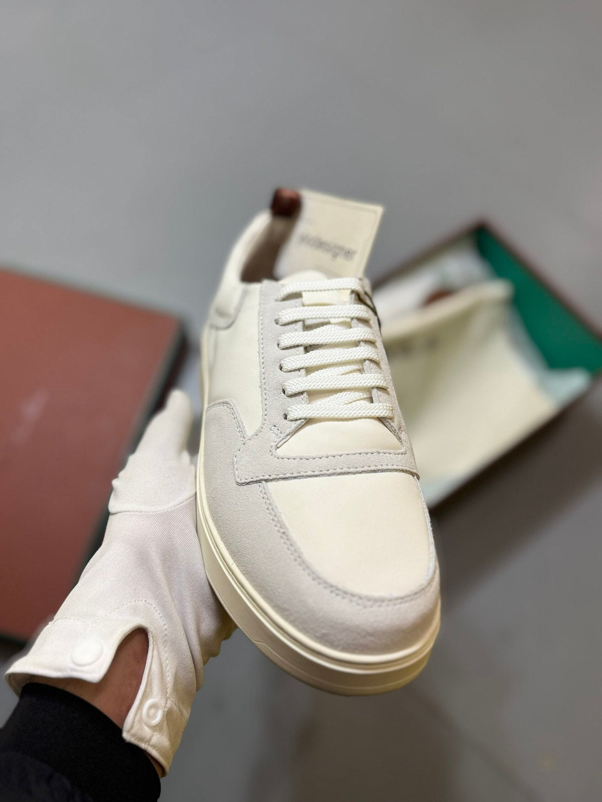 Loro Piana White Panelled Low-Top Sneakers